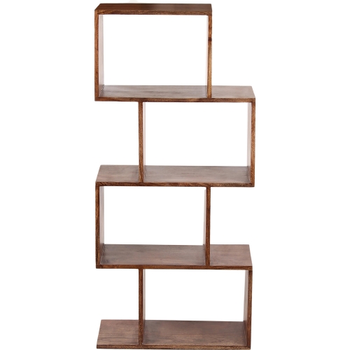 Portola Bookcase in Brown Finish Solid Acacia Wood