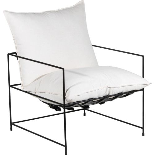 Hagen Accent Chair in White Canvas & Black Iron Frame