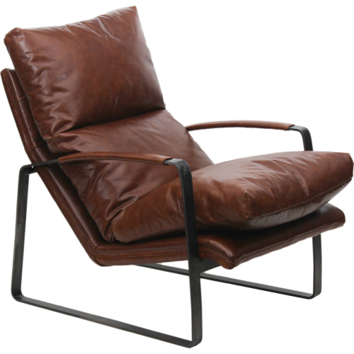 Eugene Accent Chair in Cognac Brown Top Grain Leather & Metal