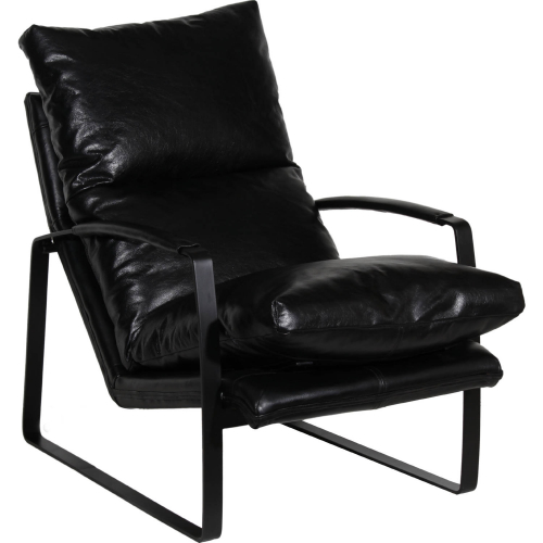 Eugene Accent Chair in Black Top Grain Leather & Metal