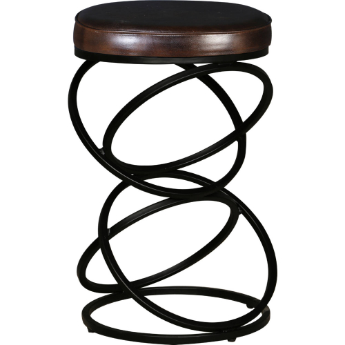 Polaris 24" Counter Stool in Brown Leather & Metal