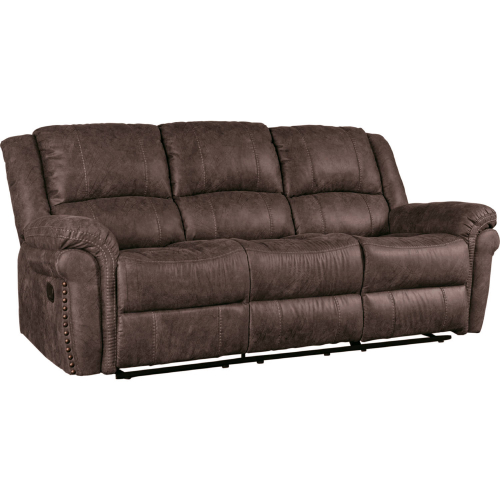 St John Manual Reclining Sofa in Brown Leather Like Sauvage