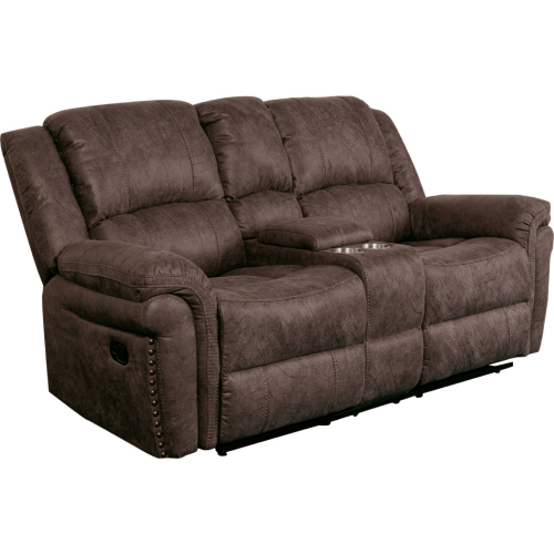 St John Manual Reclining Loveseat in Brown Leather Like Sauvage