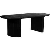 Coburg 95" Oval Dining Table in Black Finish Solid Wood