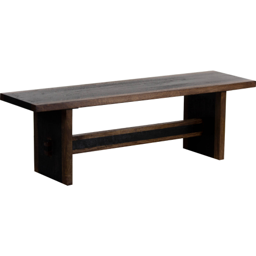 Udo 58" Dining Bench in Brown & Black Finish Solid Wood