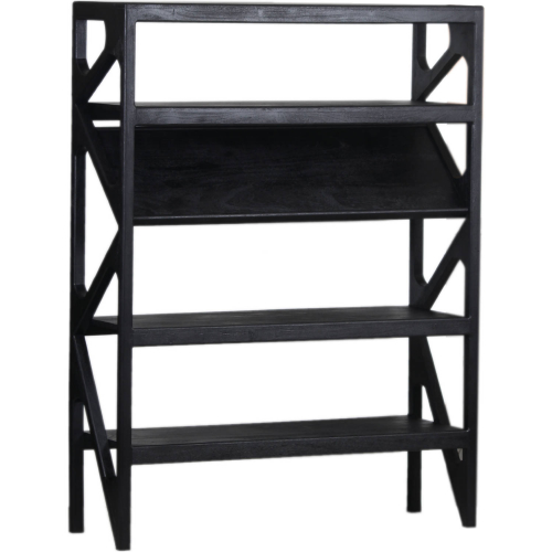 Canberra Bookcase in Sandblasted Black Finish Solid Wood