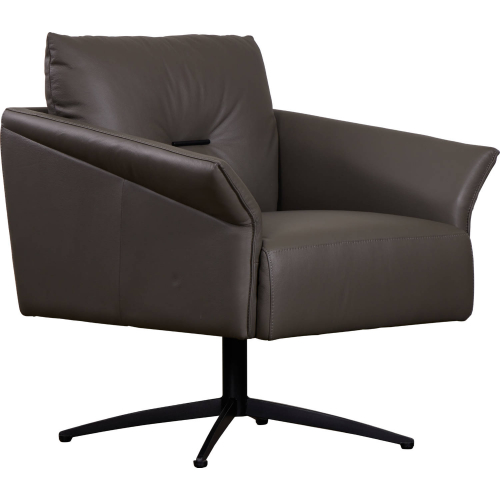 Virgo Swivel Accent Chair in Gray Leather