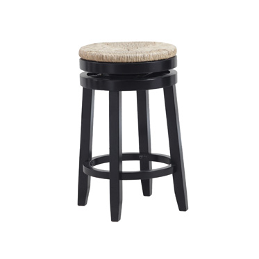 Maya Counter Stool in Black w/ Natural Seagrass Swivel Seat