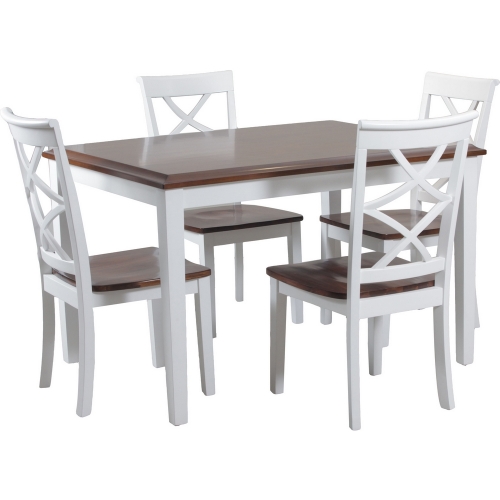 Harrison White & Cherry 5 Piece Dining Set - Table & 4 Chairs