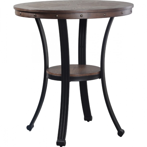 Franklin 36" Pub Table w/ Oak Veneer Top on Curved Metal Legs