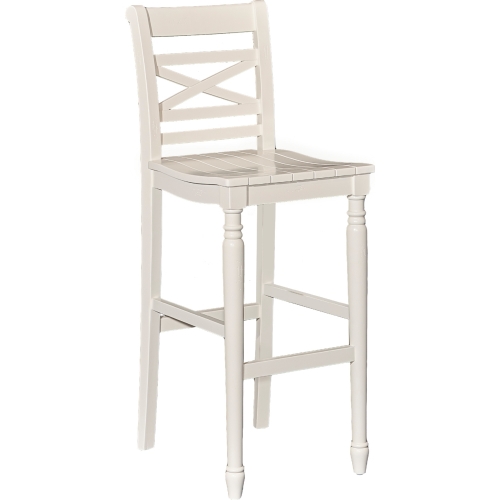 Asher Bar Stool in White w/ Planked Seat