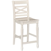 Asher Counter Stool in White w/ Planked Seat