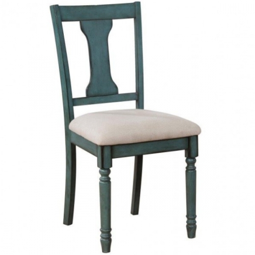 Willow Dining Chair in Distressed Teal & Fabric (Set of 2)