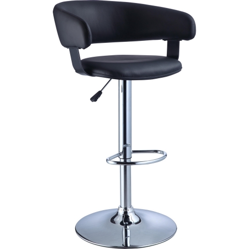 Barrel & Chrome Adjustable Height Bar Stool in Black Leatherette