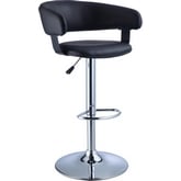 Barrel & Chrome Adjustable Height Bar Stool in Black Leatherette