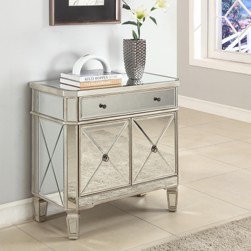 Mirrored 1 Drawer & 2 Door Console