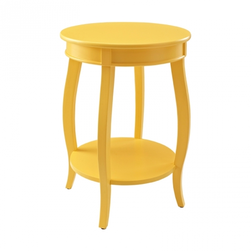 Yellow Round Side End Table w/ Shelf