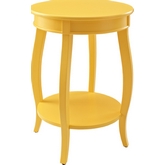 Yellow Round Side End Table w/ Shelf