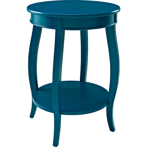 Teal Round Occasional Table w/ Shelf