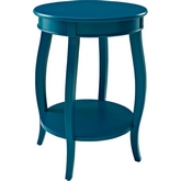 Teal Round Occasional Table w/ Shelf