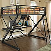 Z-Bedroom Full Size Study Loft Bunk Bed in Textured Black