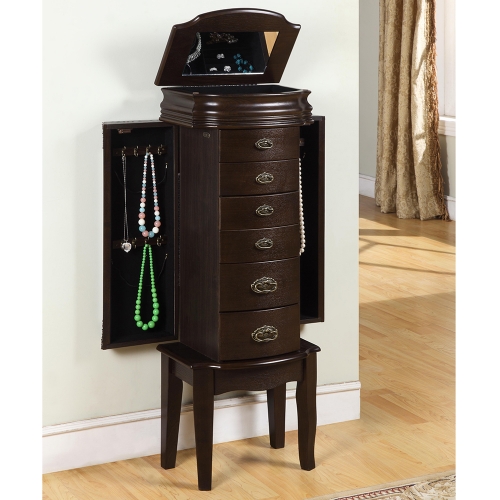 Italian Influenced Transitional Espresso Jewelry Armoire