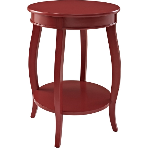 Red Round Side End Table w/ Shelf