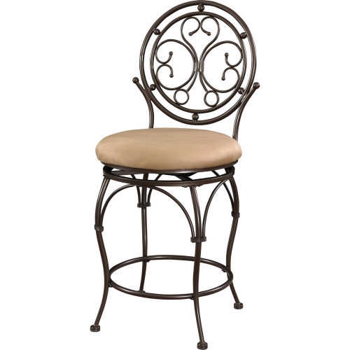 Big & Tall Scroll Circle Back Counter Height Stool in Bronze