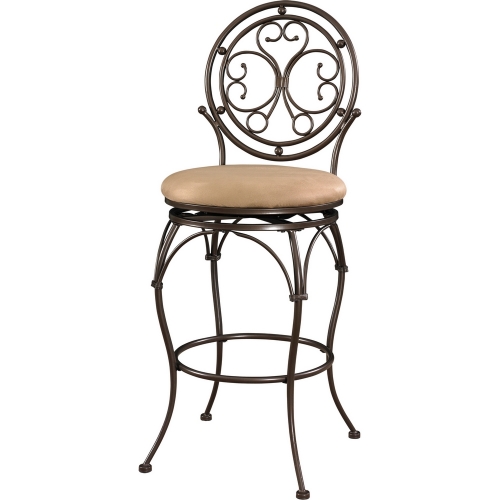 Big & Tall Scroll Circle Back Bar Stool in Bronze