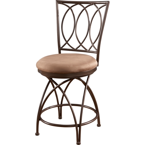 Big & Tall Metal Crossed Legs Counter Stool in Bronze w/ Mocha Seat