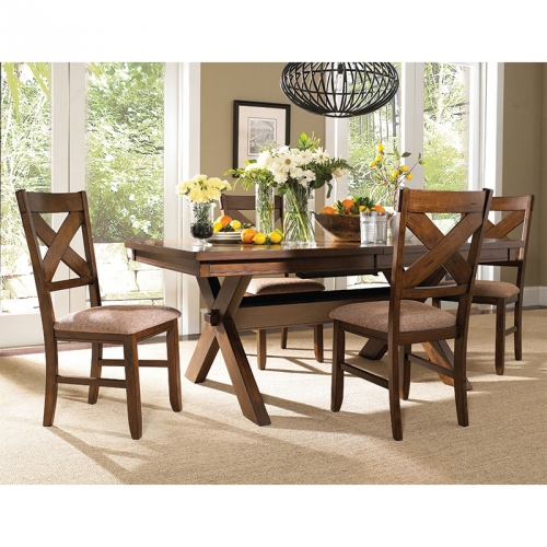 Kraven 5 Piece Dining Set in Distressed Dark Hazelnut - Table & 4 Chairs