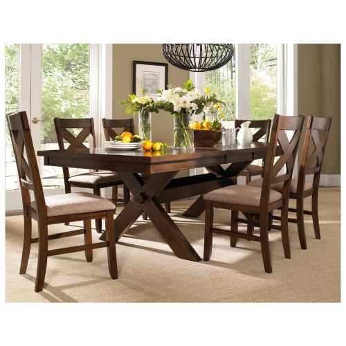 Kraven 7 Piece Dining Set in Distressed Dark Hazelnut - Table & 6 Chairs