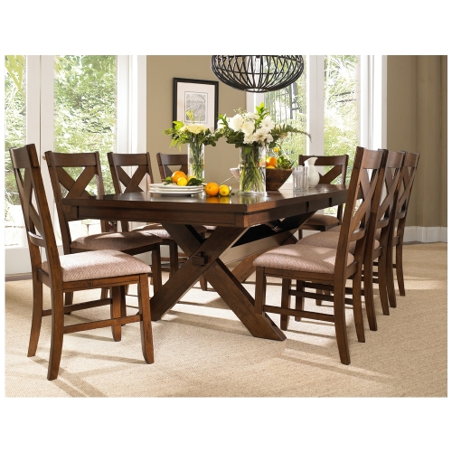 Kraven 9 Piece Dining Set in Distressed Dark Hazelnut - Table & 8 Chairs