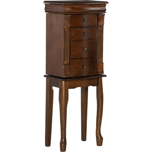 Louis Philippe Jewelry Armoire in Walnut Finish Wood