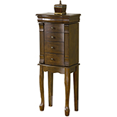 Louis Philippe Jewelry Armoire in Walnut Finish Wood