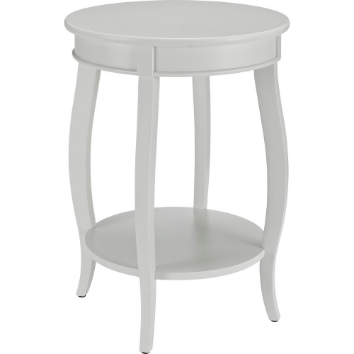 White Round Occasional Table w/ Shelf