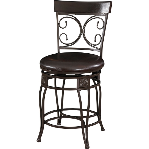 Big & Tall Back to Back Scroll Counter Stool in Dark Bonze