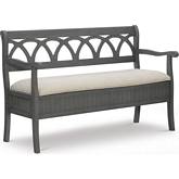 Elliana Storage Bench in Grey Wood & Beige Fabric