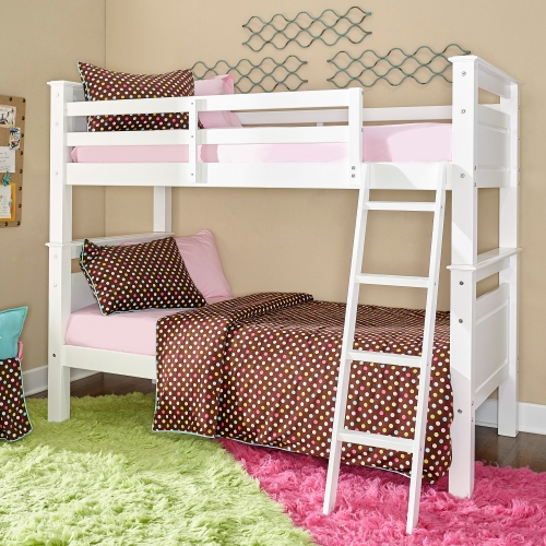 Beckett Twin Over Twin Bunk Bed in White Wood