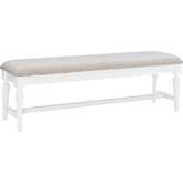 Hayes Bench in Grey Fabric & White Finish Wood