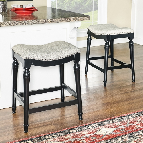 Hayes Counter Stool in Grey w/ Grey Fabric Seat