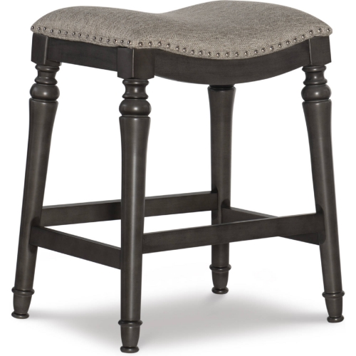 Hayes Counter Stool in Grey w/ Grey Fabric Seat