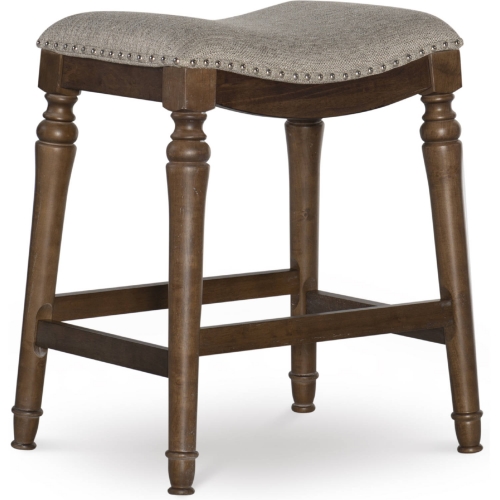 Hayes Counter Stool in Brown w/ Grey Fabric Seat