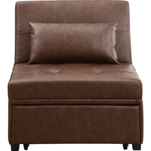 Boone Convertible Sofa Bed in Chestnut Brown Leatherette