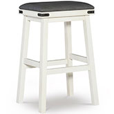 Serrano Bar Stool in White Wood & Grey Leatherette