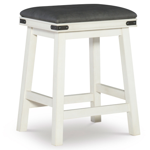 Serrano Counter Stool in White Wood & Grey Leatherette