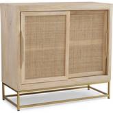 Janie Cabinet with Two Sliding Doors in Natural Finish Rattan, Wood & Gold Metal