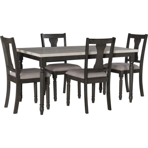 Willow 5 Piece Dining Set in Dark Grey & Smoke White