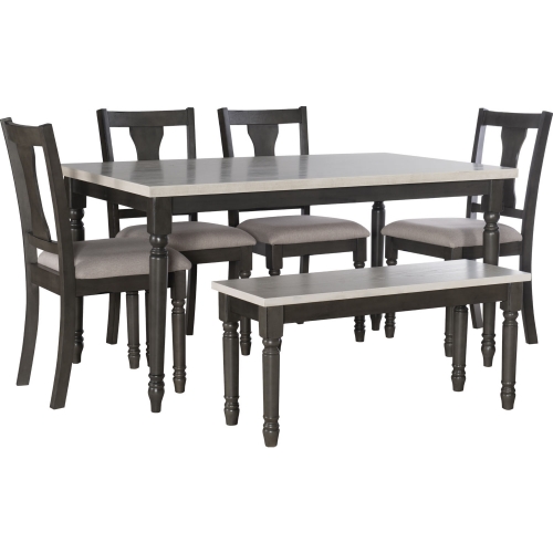 Willow 6 Piece Dining Set in Dark Grey & Smoke White