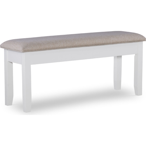 Jane Storage Dining Bench in Vanilla White & Tan Fabric